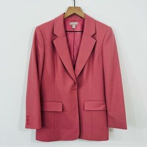 Nordstrom Wool Maude Pink Blazer Jacket Size 6 Petite Single Button Collared